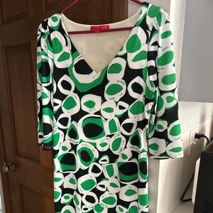 Green and Black Patterned Dress